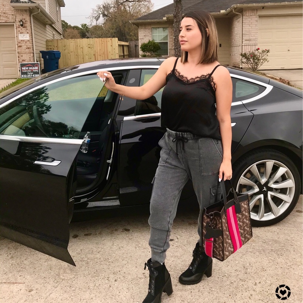 Coach Field Tote with pink stripe